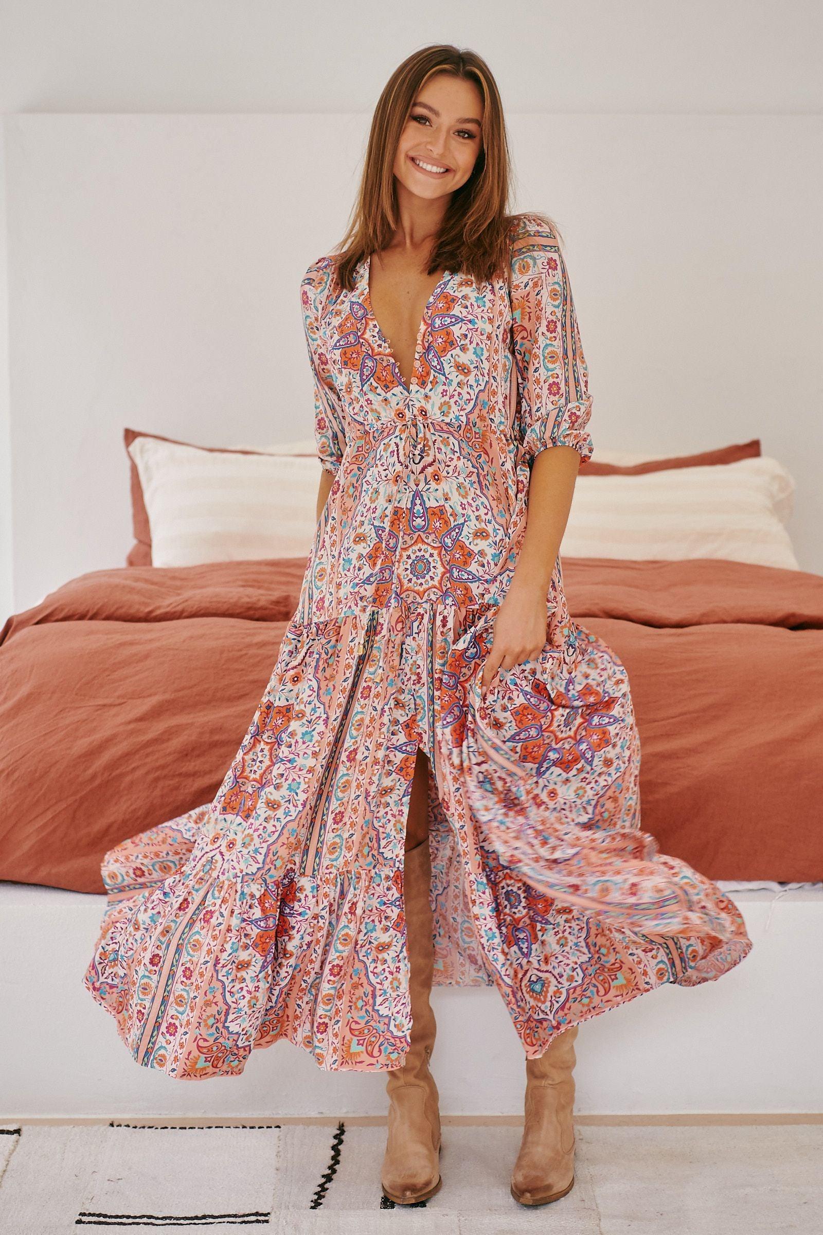 JAASE - Jaase Tessa Maxi Dress in Clay Rose Print - OutDazl