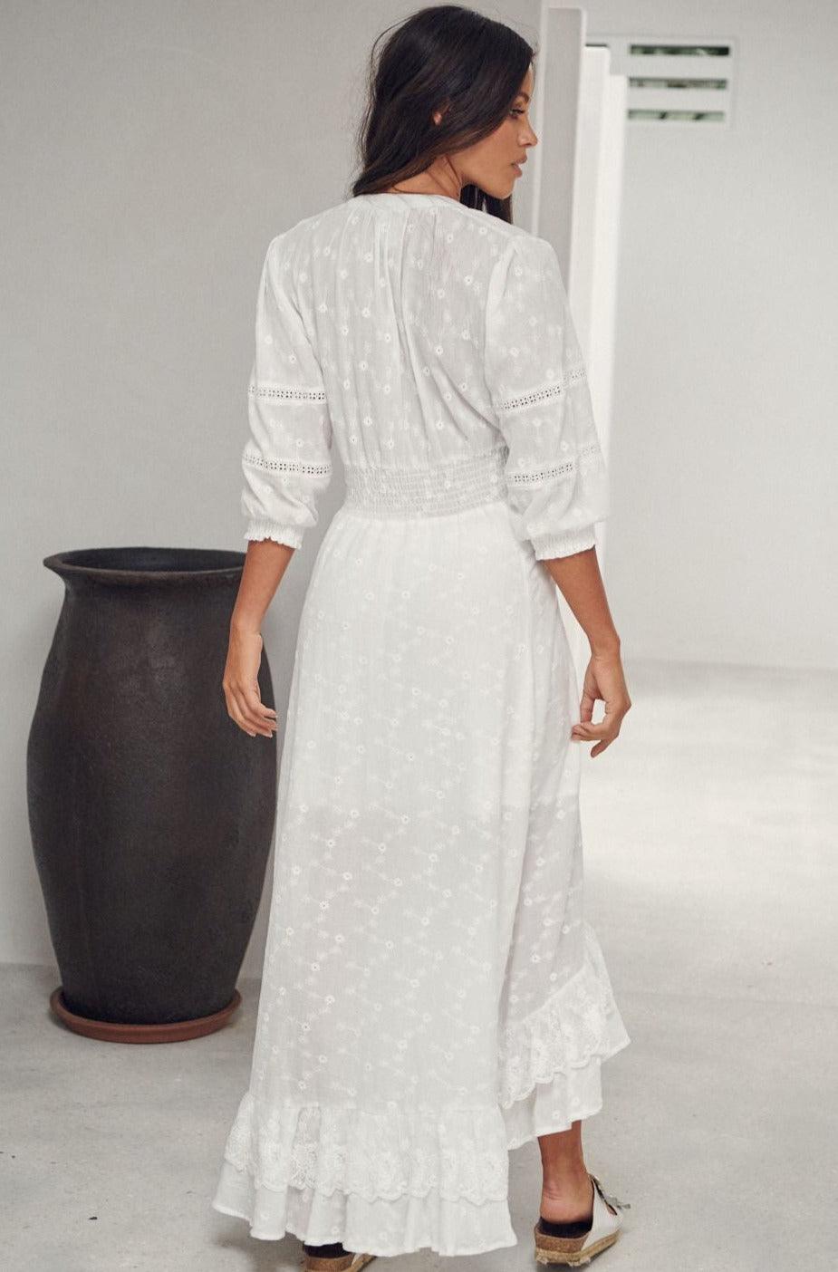 JAASE - Jaase White Embroidered Hi Low Dress Sabina - OutDazl