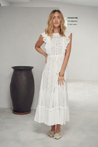 JAASE - Jaase White Embroidered Maxi Dress Josephine - OutDazl