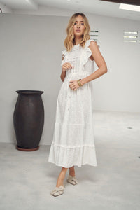 JAASE - Jaase White Embroidered Maxi Dress Josephine - OutDazl