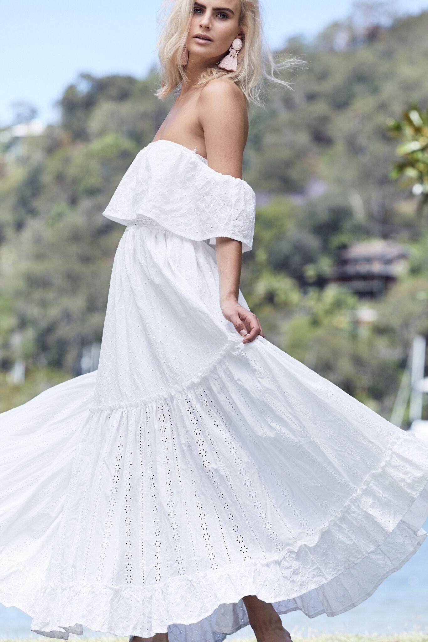 Off shoulder sale maxi white dress