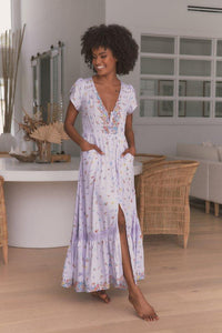 JAASE - Lavender Fields Print Carmen Dress - OutDazl