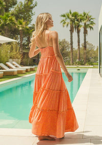 JAASE - Maxi Layered Dress in Peach Paradise Print - OutDazl