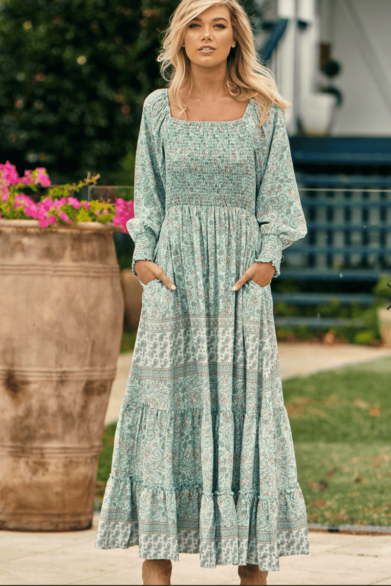Jaase Mint Paisley Print Aquarius Maxi Dress – OutDazl