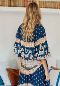 JAASE - Navy Peaches Print Marfa Top - OutDazl