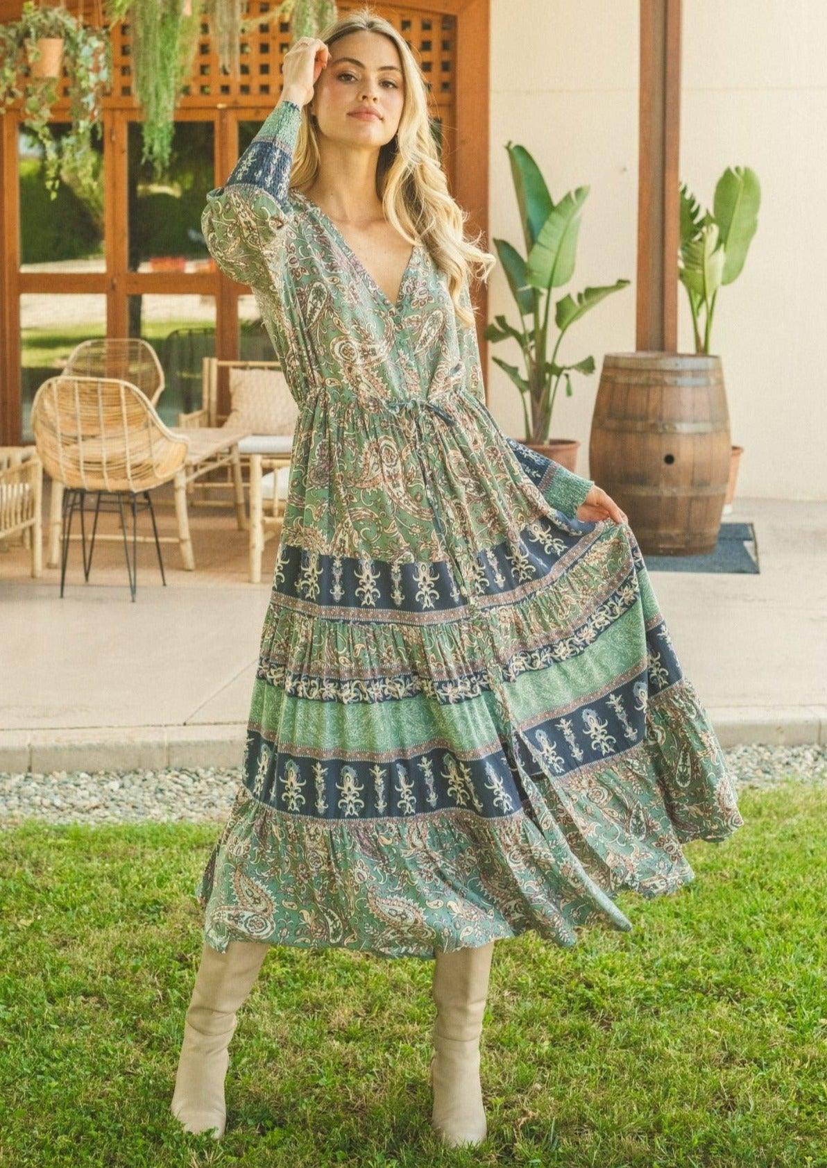 JAASE - Olivine Print Stephanie Maxi Dress - OutDazl