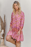 JAASE - Payson Mini Dress in Pink Dahlia Print - OutDazl