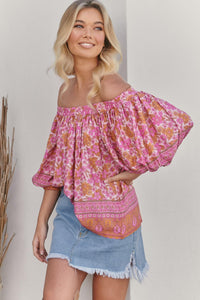 JAASE - Pink Dahlia Print Perry Blouse - OutDazl