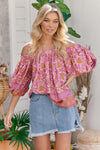 JAASE - Pink Dahlia Print Perry Blouse - OutDazl