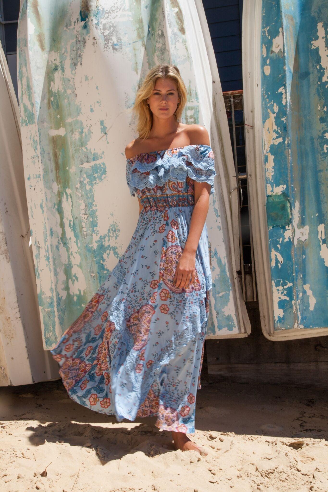 JAASE - Positano Maxi Dress with lace detail in Frankie Print - OutDazl
