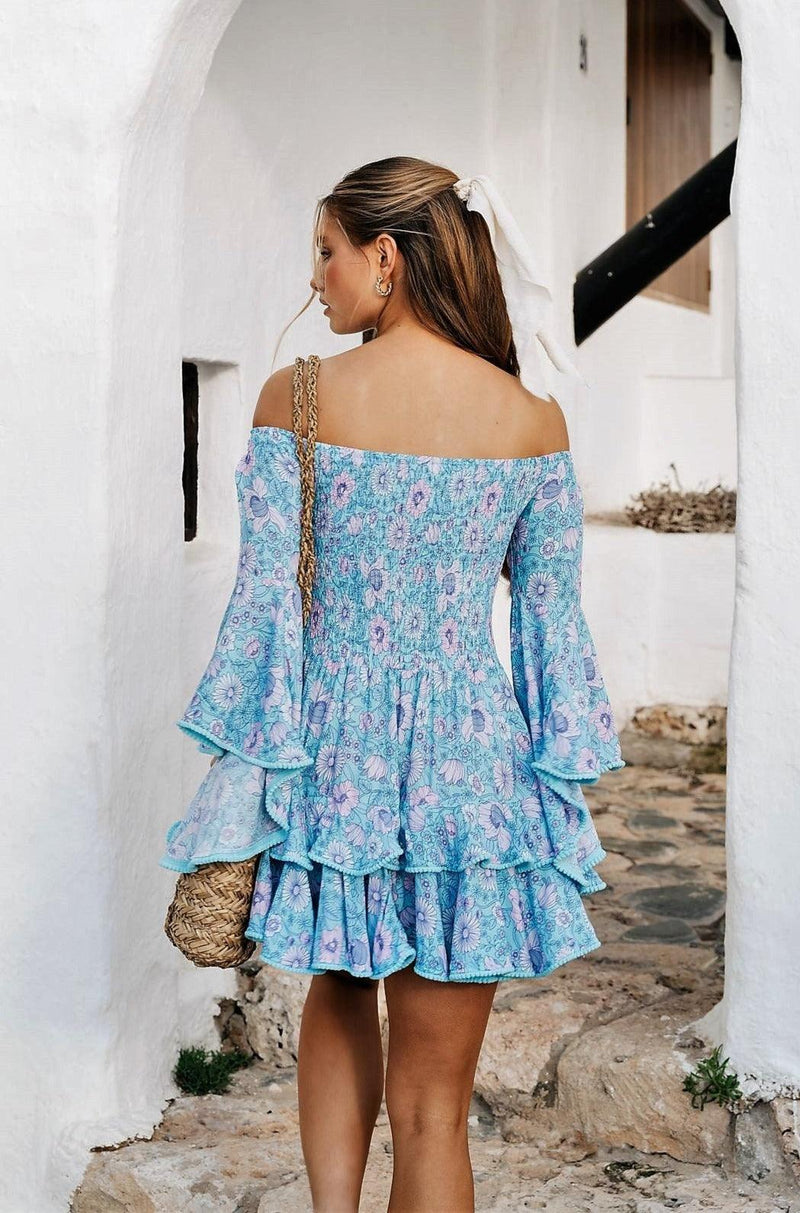 Jaase - Primrose Mini Dress in Daisy Breeze Print - OutDazl
