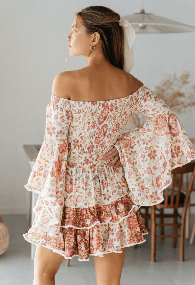 Jaase - Primrose Mini Dress in Flower Fields Print - OutDazl