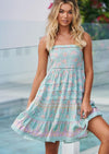 JAASE - Rena Mini Dress in Aqua Sky Print - OutDazl