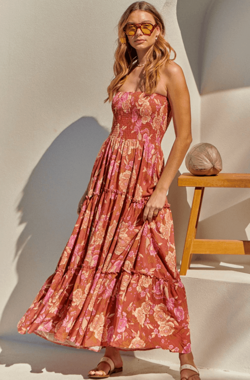 JAASE - Salsa Maxi Bandeau Dress in Woodstock Print - OutDazl