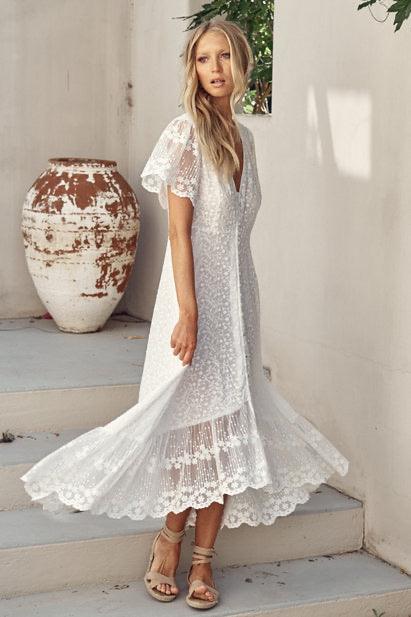 jaase - Snow White Lace Maxi Dress Angel - OutDazl