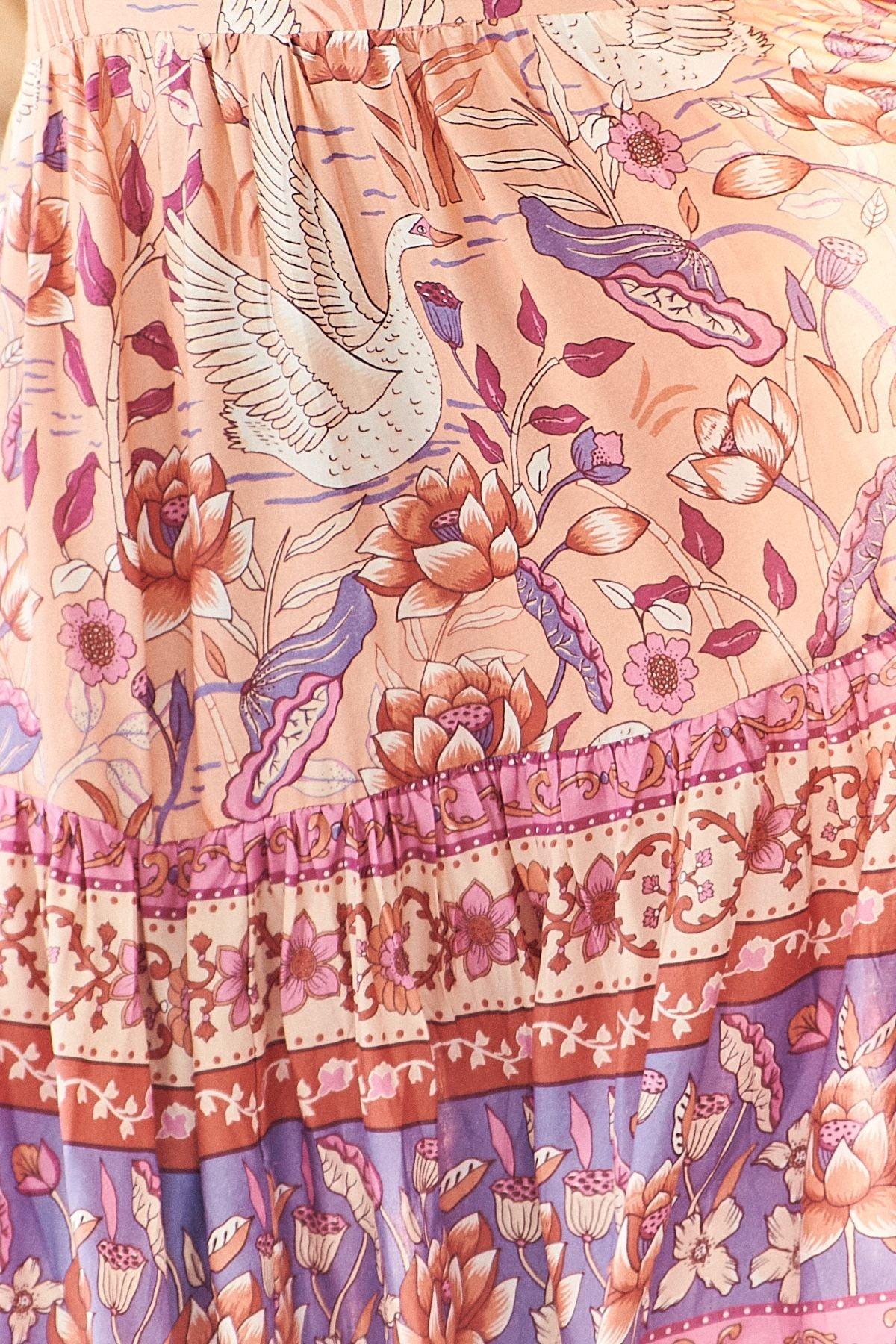 JAASE - Tiana Maxi Dress in Princess Swan Print - OutDazl