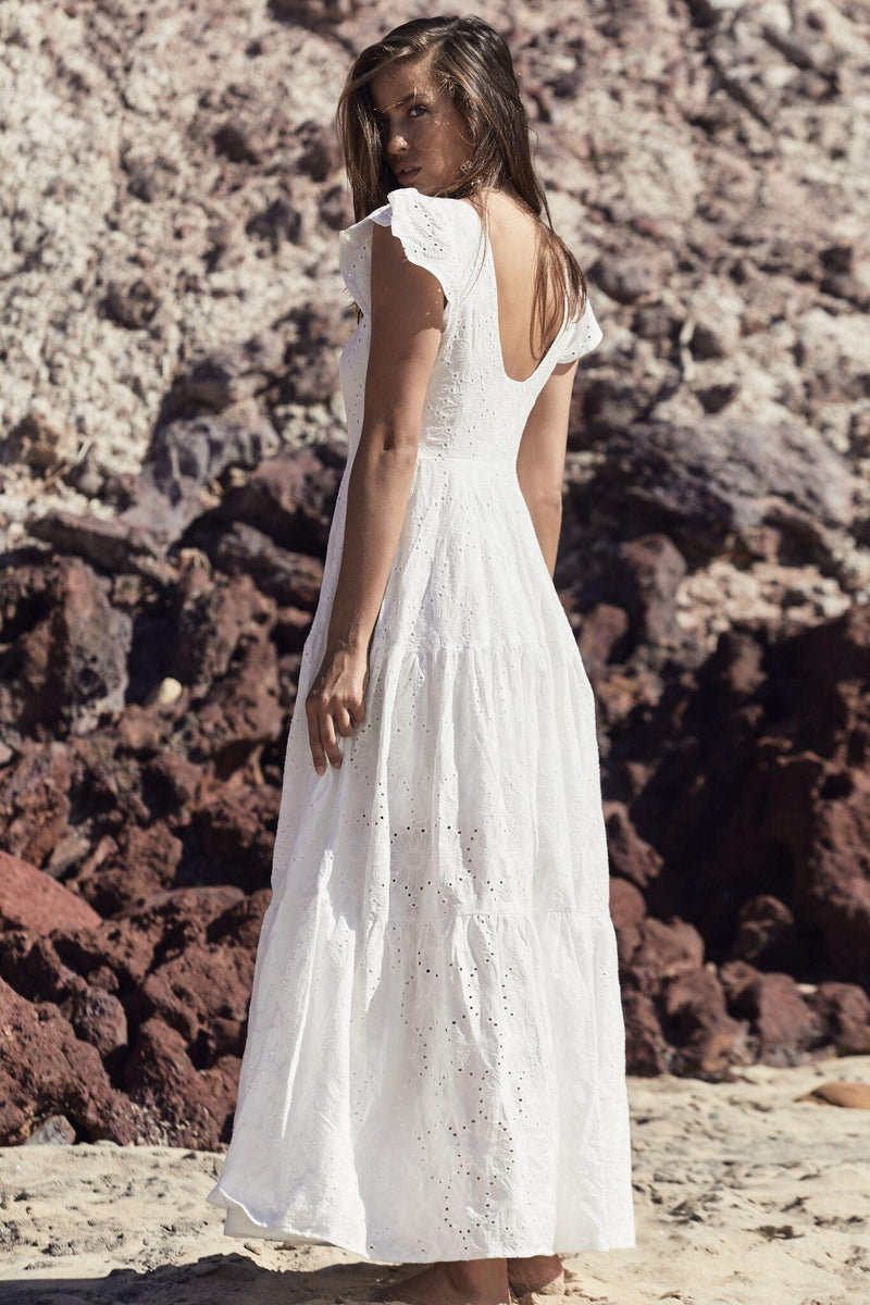 JAASE - White Embroidered Maxi Dress Nora - OutDazl