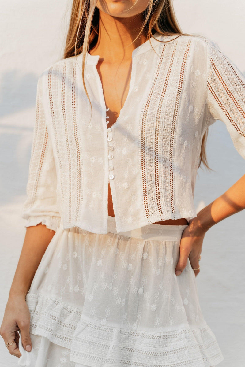 JAASE - White Embroidered Top Leora - OutDazl