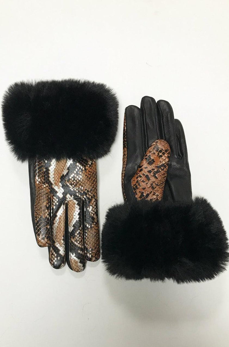 Jayley - Luxe Leather Snakeprint Gloves - OutDazl