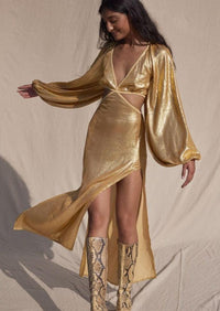 Jen's Pirate Booty - Constellation Sonora Maxi Dress in Gold Sequins - OutDazl