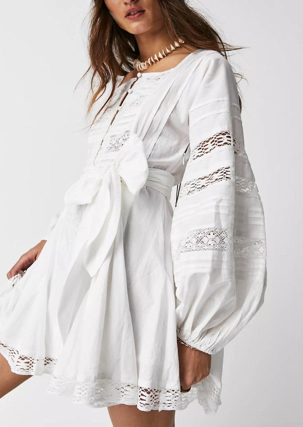 Free people white long best sale sleeve dress