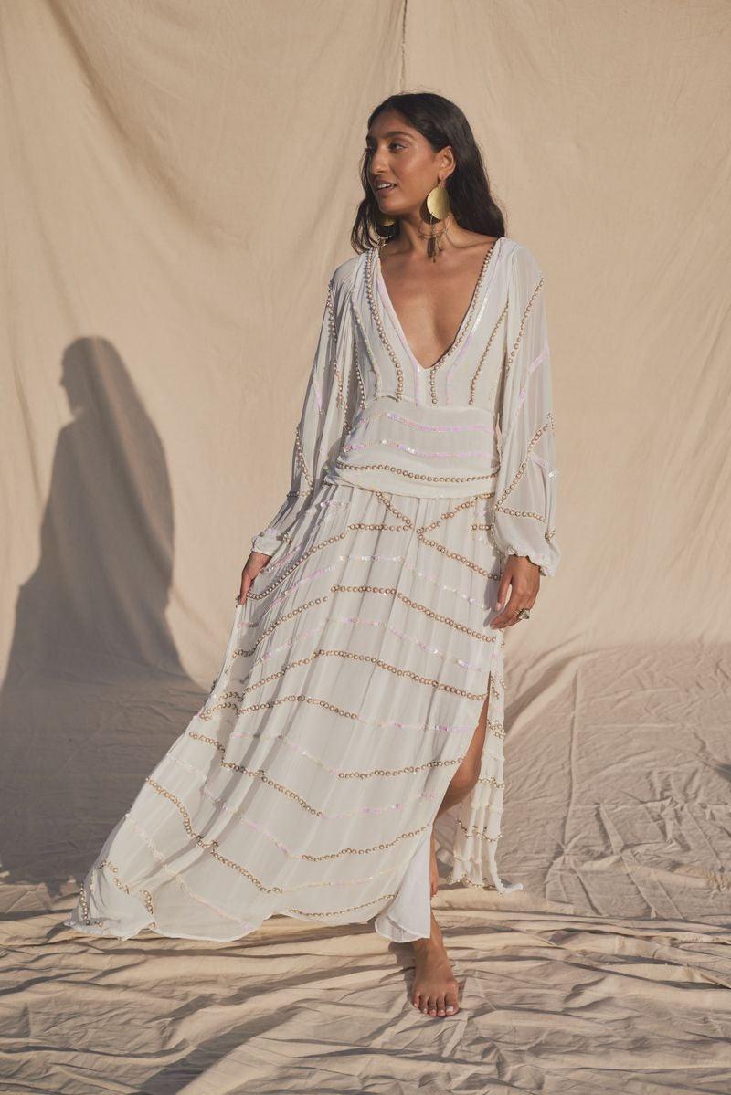 Jen's Pirate Booty - Odyssey Lapis Maxi Dress in White - OutDazl