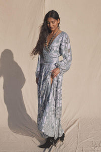Jen's Pirate Booty - Rising Star Lapis Maxi Dress in Silver - OutDazl