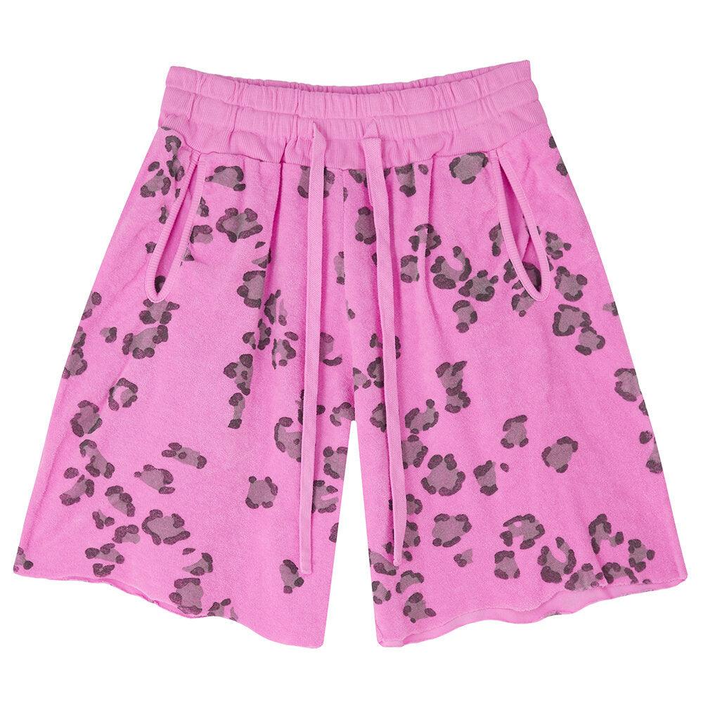 Jumper1234 - Leopard Terry Shorts in Neon Pink - OutDazl