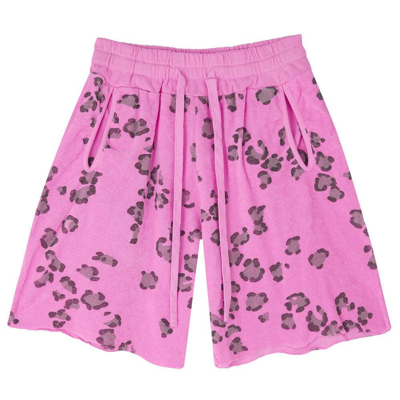 Jumper1234 - Leopard Terry Shorts in Neon Pink - OutDazl