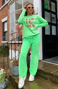 Jumper1234 - Velour Joggers in Neon Green - OutDazl