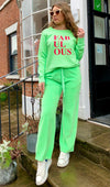 Jumper1234 - Velour Joggers in Neon Green - OutDazl