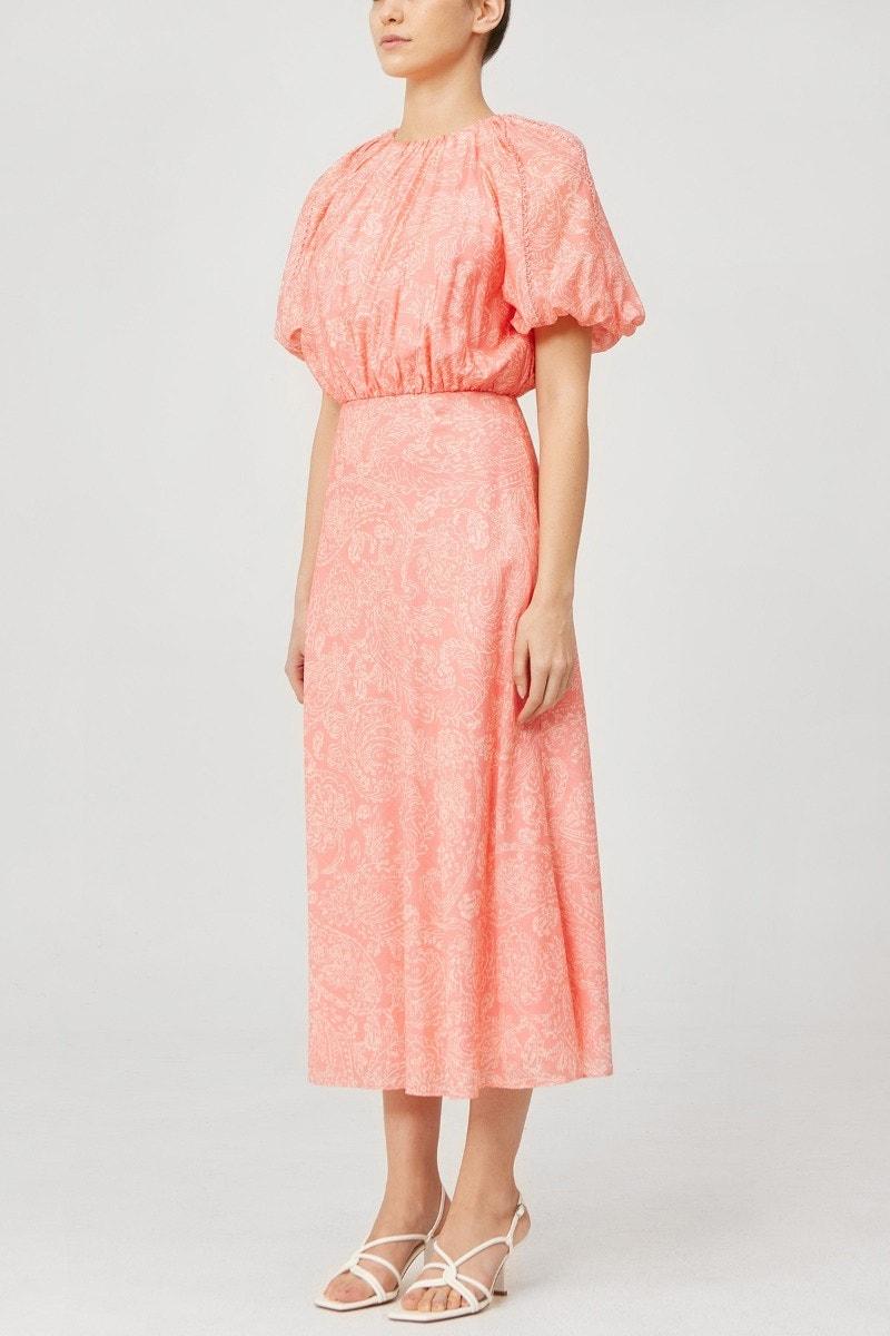 Keepsake - Exemption Midi Dress in Pink Paisley - OutDazl