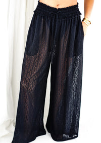 Black Stretchy Lace Palazzo Pants Ibiza