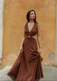 Cutout Lace Maxi Dress Edvige