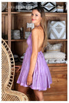 Lara Ethnics - Backless Mini Dress Salud in Lavender - OutDazl