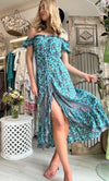 Lara Ethnics - Bardot Hi Low Dress Stella in Hippie Turquoise - OutDazl