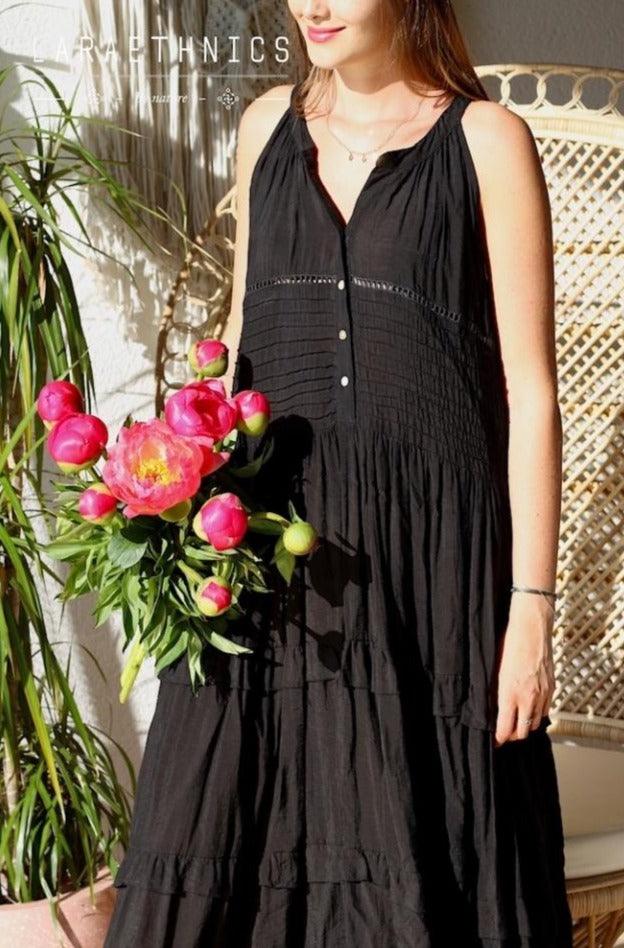 Lara Ethnics - Grecian Style Maxi Dress Fresia in Black - OutDazl