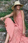 Lara Ethnics - Grecian Style Maxi Dress Fresia in Rust - OutDazl