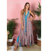 Lara Ethnics - Halter Neck Maxi Dress Petal in Lotus Pink - OutDazl