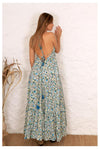 Lara Ethnics - Halter Neck Maxi Dress Petal in Pop Blue Print - OutDazl
