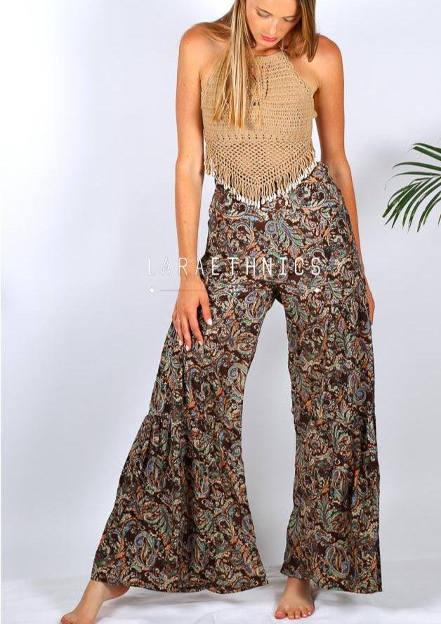 Lara Ethnics - Palazzo Style Pants Malo in Cocoa - OutDazl