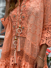 Laurie and joe - Broderie Anglais tunic dress Oasis in Neon Coral - OutDazl