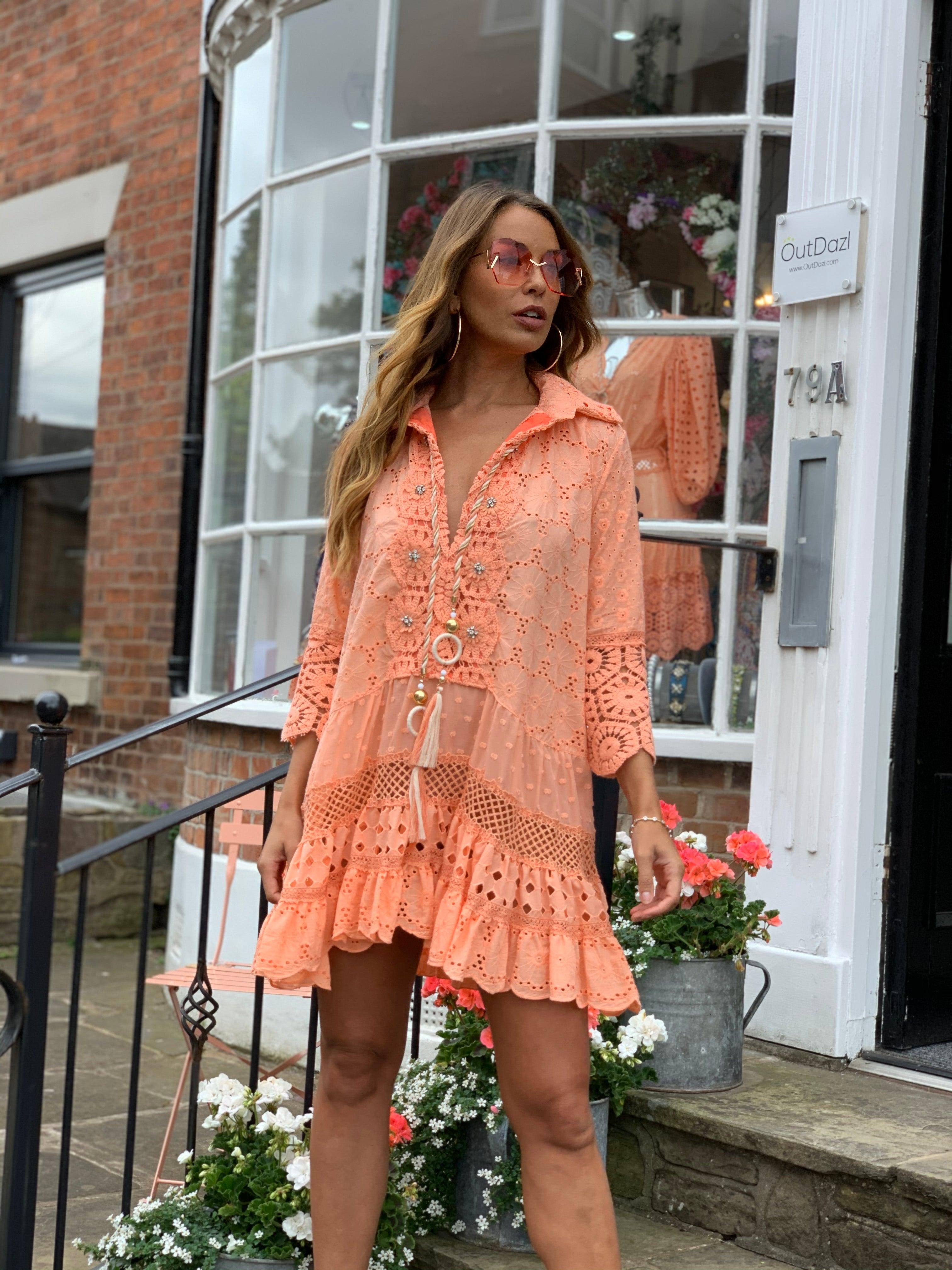 Oasis coral sale lace dress