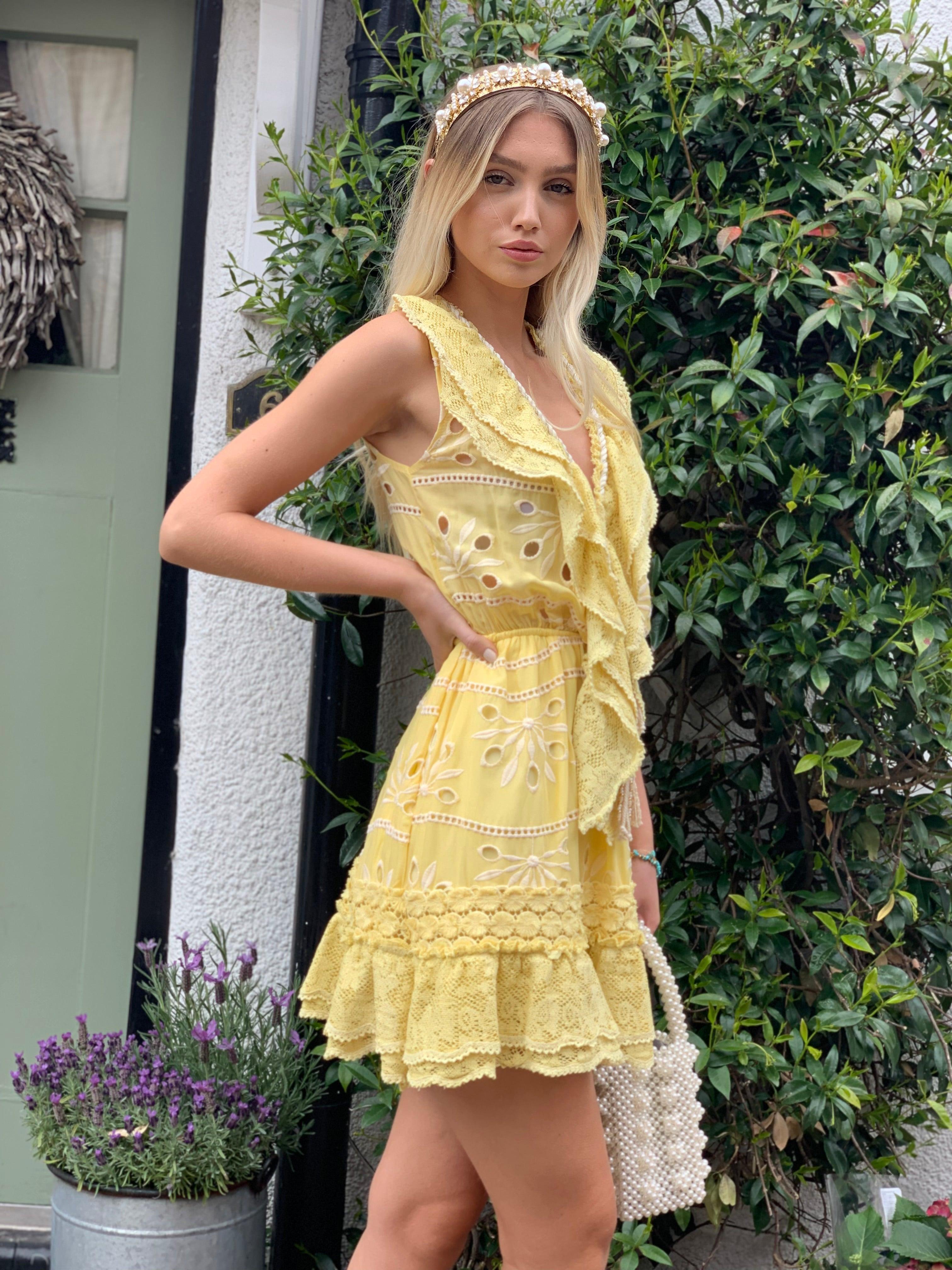 For love and lemons outlet tati lace ruffle dress