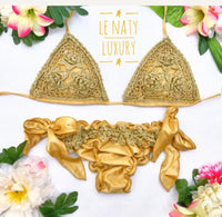 Le Naty - Crochet Triangle bikini Set Fiori in Gold - OutDazl