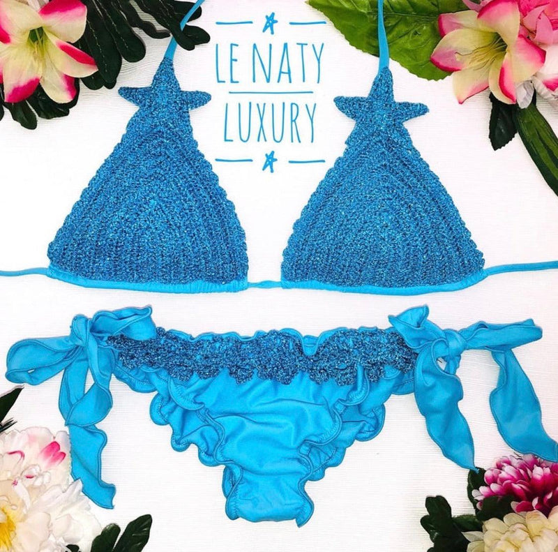 Le Naty - Turquoise Crochet Triangle bikini Set Stella - OutDazl