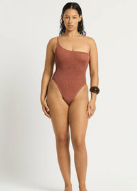 Lotus One Shoulder Swimsuit in Fawn