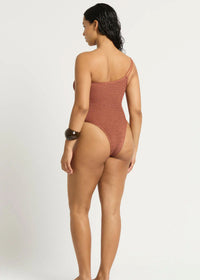 Lotus One Shoulder Swimsuit in Fawn