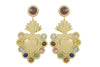 LOVA BY VL - Gold Hearts Earrings with Multicolored Onyx Beads - OutDazl