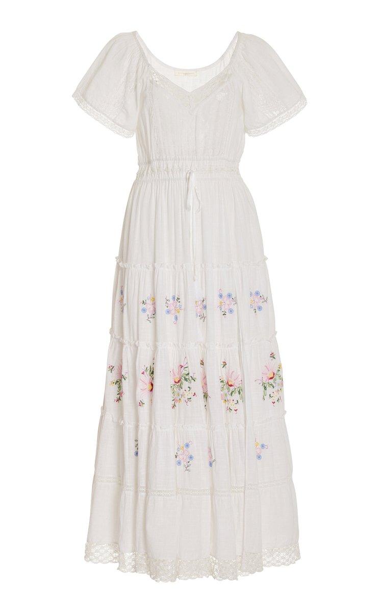 LoveShackFancy - Charo Embroidered Lace Trimmed Maxi Dress - OutDazl
